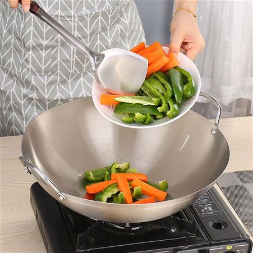 Wok Pan Steel Fry Stir Frying Stainless Deep Cooking Iron
