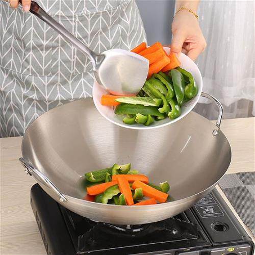 Wok Pan Steel Fry Stir Frying Stainless Deep Cooking Iron