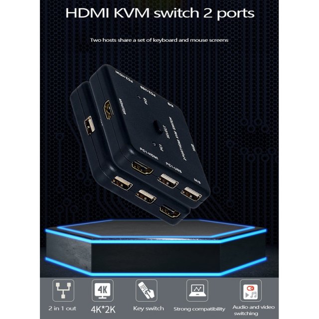 Kvm-3D Printer with 2.0 Keyboard, Usb Adapter, Signal Sharin