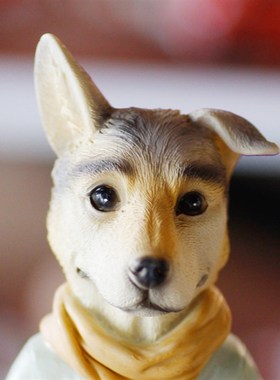 新品西部牛仔农场小狗树脂摆饰工艺礼品摆饰家居景观创意办公装饰