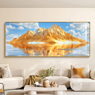 日照金山客厅装饰画背靠金山聚财山水画沙发背景墙挂画大尺寸壁画