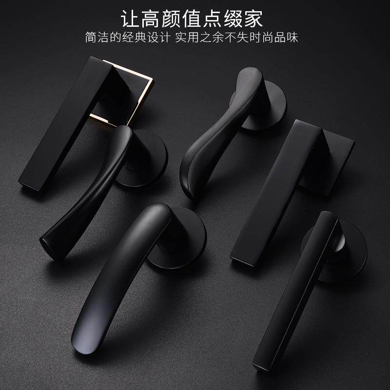新款直销美式门锁室内黑色卧室实木门把手家用通用型分体锁简易房