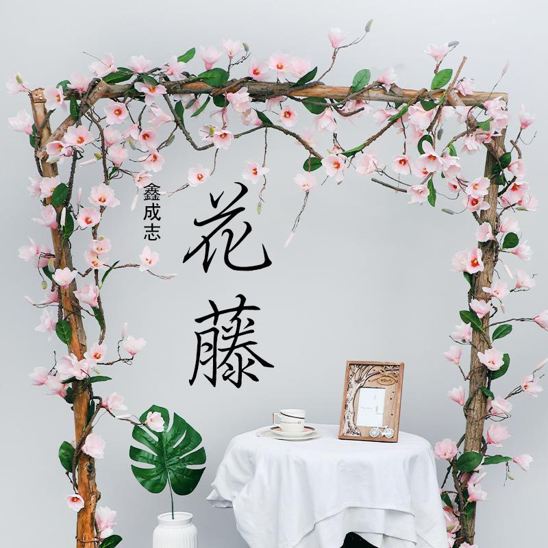 直销新款仿真玉兰花藤蔓藤条花条婚庆植物藤挂墙树藤塑料管道橱窗
