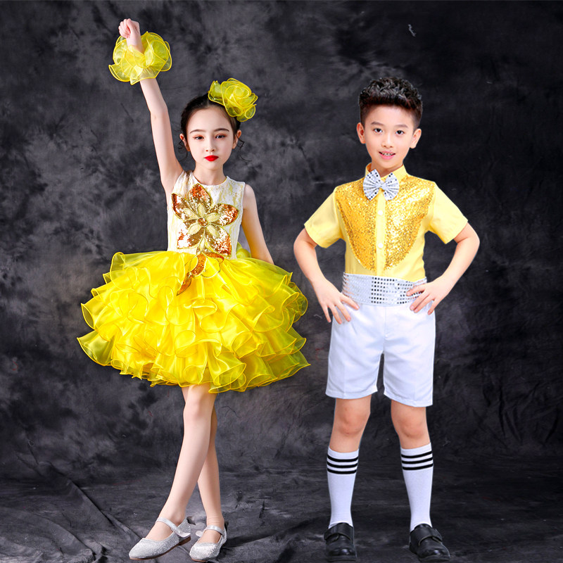 新款儿童舞蹈演出服大合唱团男女童礼服六一小学生朗诵表演服套装