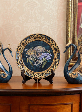 欧式摆件软装创意玄关美式酒柜家居饰品新婚乔迁新居礼物爱情天鹅