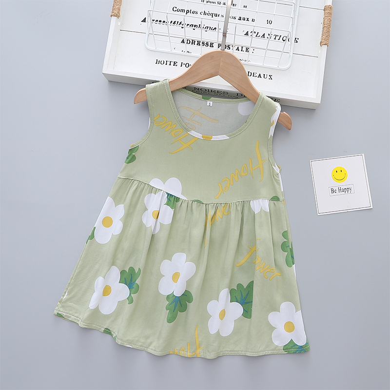 夏季儿童棉绸背心裙薄款女童宝宝无袖连衣裙中大童绵绸家居服睡衣