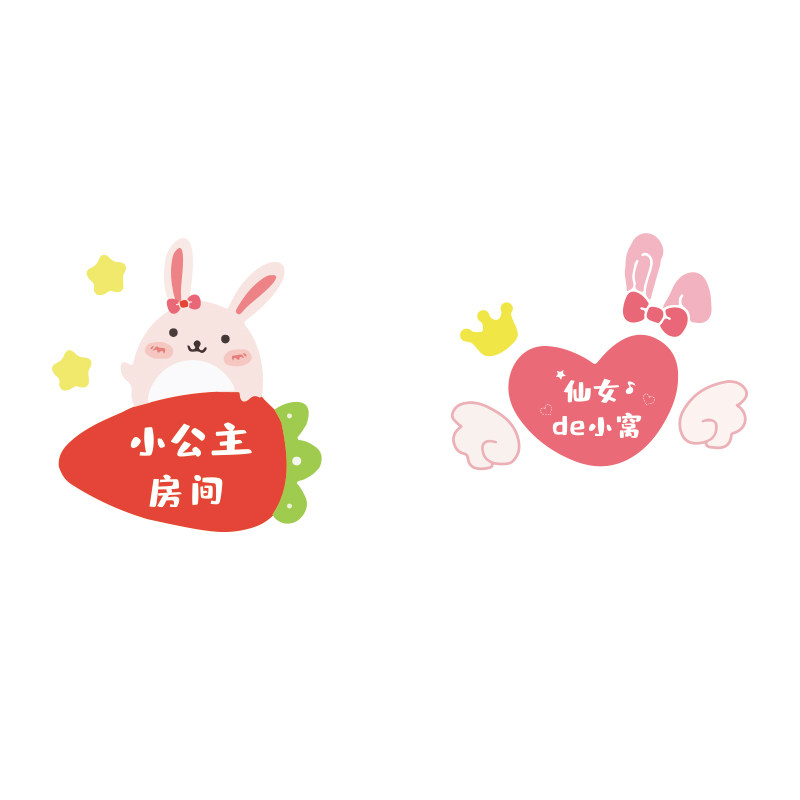 女孩房间装饰网红卡通门贴牌墙纸画儿童房间布置用品公主卧室床头