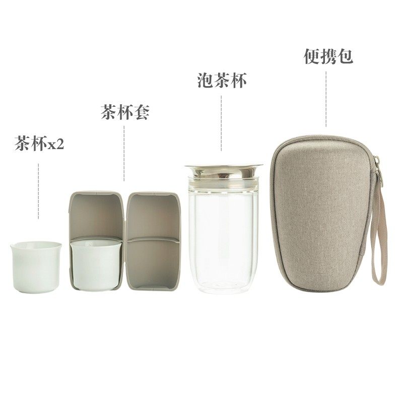 便携式茶具旅行套装快客杯防烫双层玻璃一壶二杯泡茶神器玻璃茶具