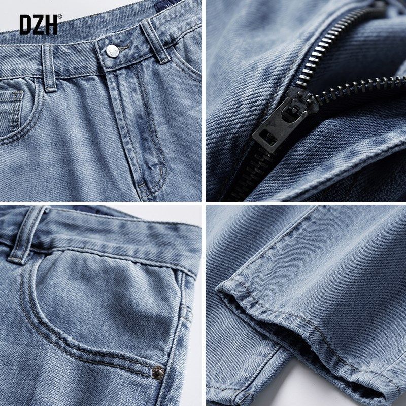 男士浅蓝色修身牛仔裤男直筒宽松春季裤子休闲百搭2025新款锥形裤