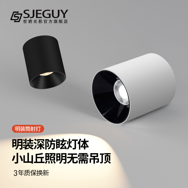 cob明装高显指深防眩射灯客厅背景墙过道餐厅家用商用吸顶筒灯
