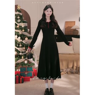 女秋冬连衣裙毛衣罩衫 江不离 圣诞穿搭套装 赤茶玫瑰 两件套 法式