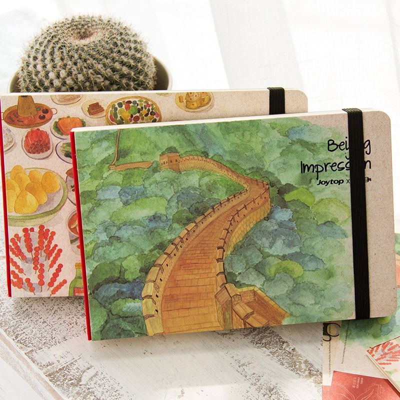 悦木城市北京印象旅行空白创意插画账本绑带手绘笔记本文艺记事本