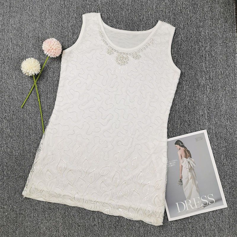 夏吊带背心女中长款网纱蕾丝显瘦外穿宽松钉珠打底衫无袖内搭上衣,女装/女士精品,背心吊带,淘宝优惠券,粉丝福利购,淘宝优惠卷