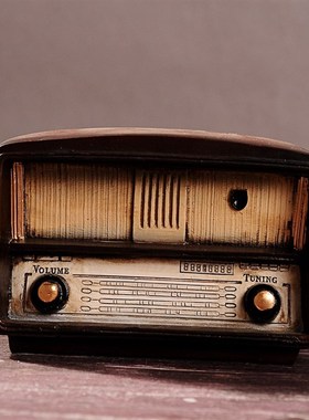 复古做旧老式收音机模型摆件创意咖啡馆餐厅客厅书柜桌面装饰摆设