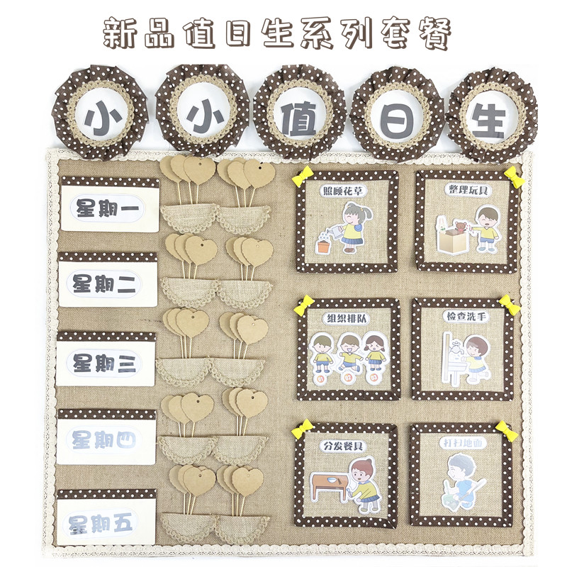 幼儿园教室墙面环创装饰材料环境布置森系创意区域角值日生主题墙