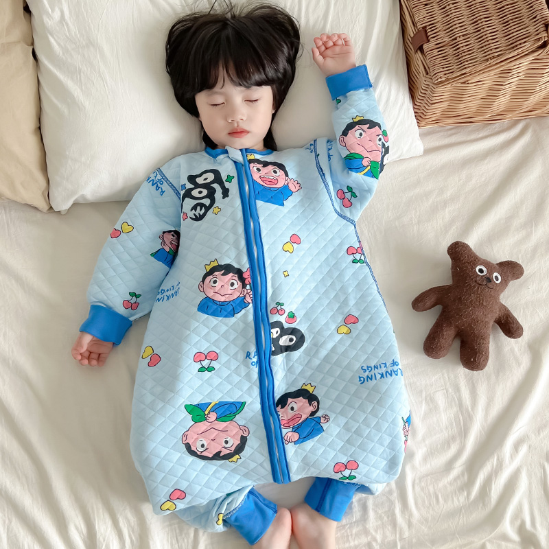 睡袋婴儿秋冬款宝宝夹棉春秋款连身睡衣冬季儿童防踢被子神器分腿