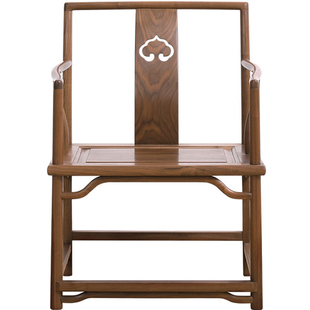新中式实木太师椅榫卯主人椅榫卯方椅家用餐椅原木色中式椅子泡茶
