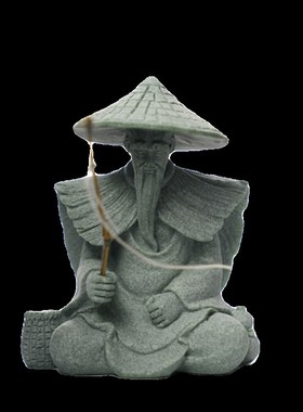 姜太公钓鱼假山水景摆件流水人物生态鱼缸内装饰品渔翁微景观造景
