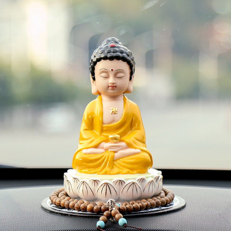 中式禅意陶瓷小如来车载摆件工艺品 家居佛像博古架装饰品 镇宅
