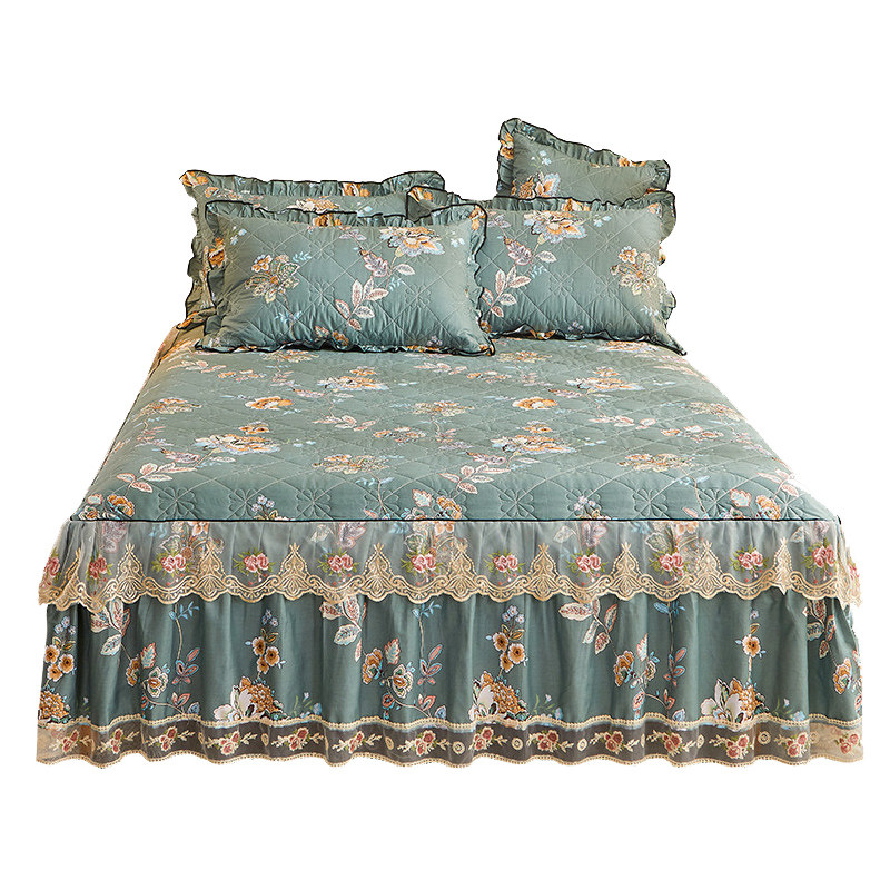 全棉床罩床裙式单件纯棉夹棉加厚双人床套三件套席梦思防滑保护套