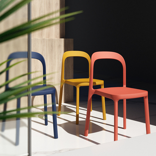 森川家具塑料椅子加厚家用靠背餐椅甜品店奶茶店餐厅可叠放户外椅