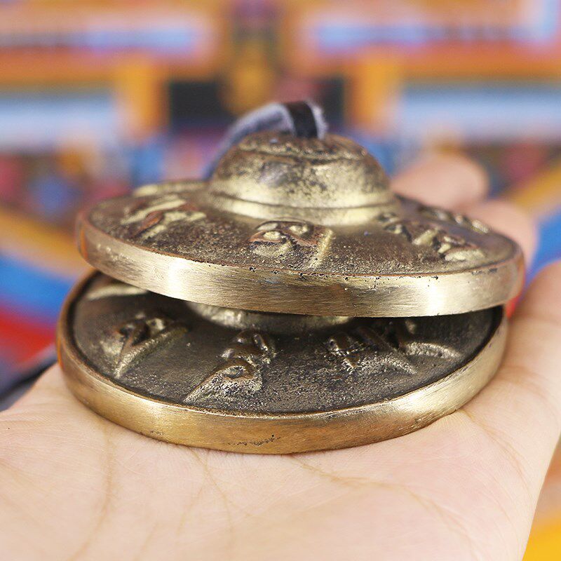 民族打击乐器尼泊尔手工碰铃密宗法铃法会撞铃纯铜叮夏出定铜拨
