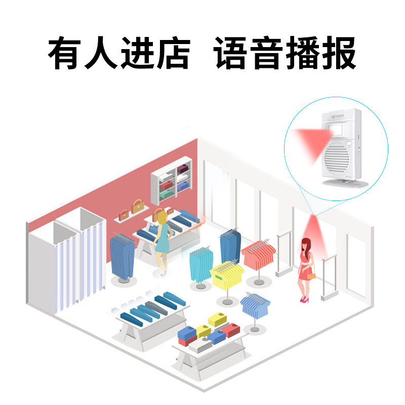 充电感应器店铺红外线进门叮咚安全迎宾门铃语音播报提示防盗报警