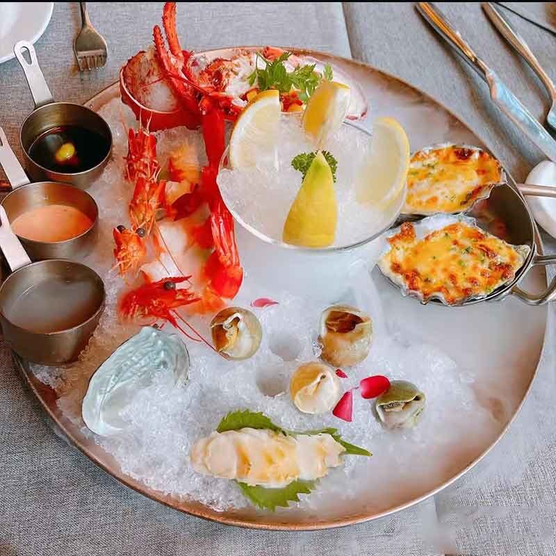 酒店餐具创意网红菜盘玫瑰金海鲜拼盘西餐盘海鲜生蚝盘小吃拼盘