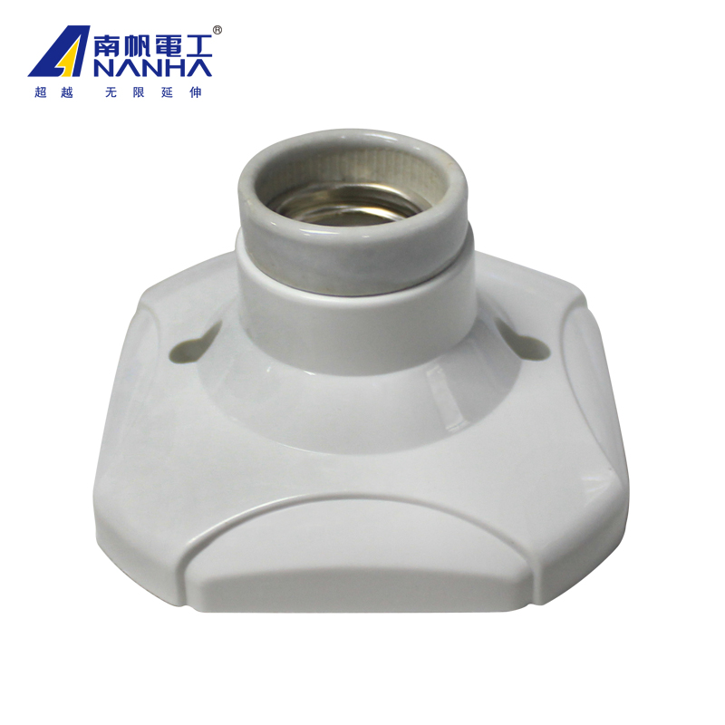 耐高温陶瓷平灯座86型明装暗装方形螺口灯头灯座e27螺旋底座10个