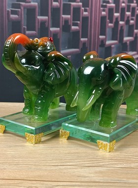 大象摆件一对招财吸水对象工艺品家居玄关电视柜酒柜办公室装饰品