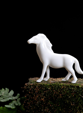 创意陶瓷马到成功小号迷你动物小马茶宠摆件家居禅意盆景花卉配件