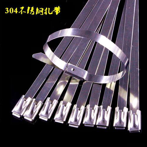 自锁式304不锈钢扎带4.6*250mm标牌捆绑固定卡扣抱箍金属桥架用绳