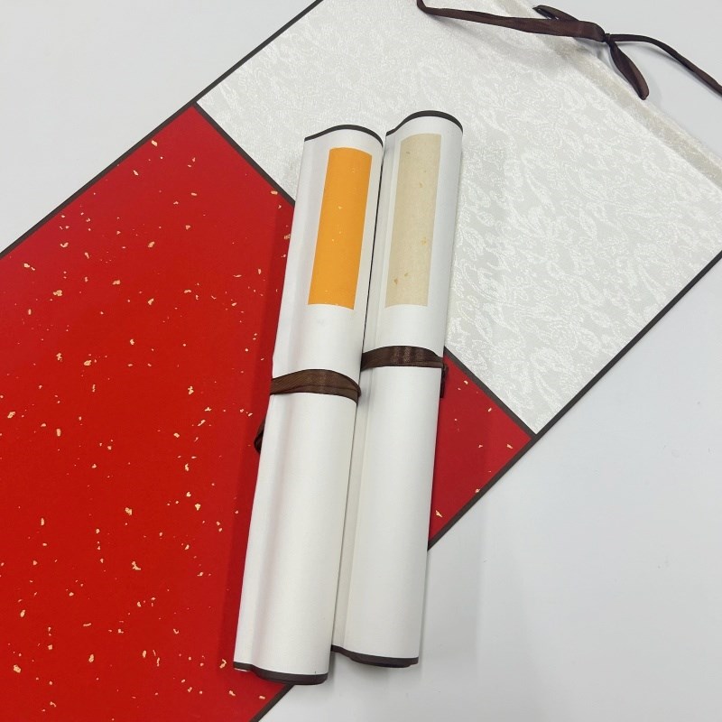 宣纸挂轴四尺对开蜡染洒金宣空白卷轴画轴半生半熟软笔毛笔字书法