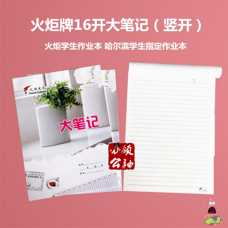 20本火炬中小学生作业本塑料皮16开大笔记本课堂课时练习本数学本