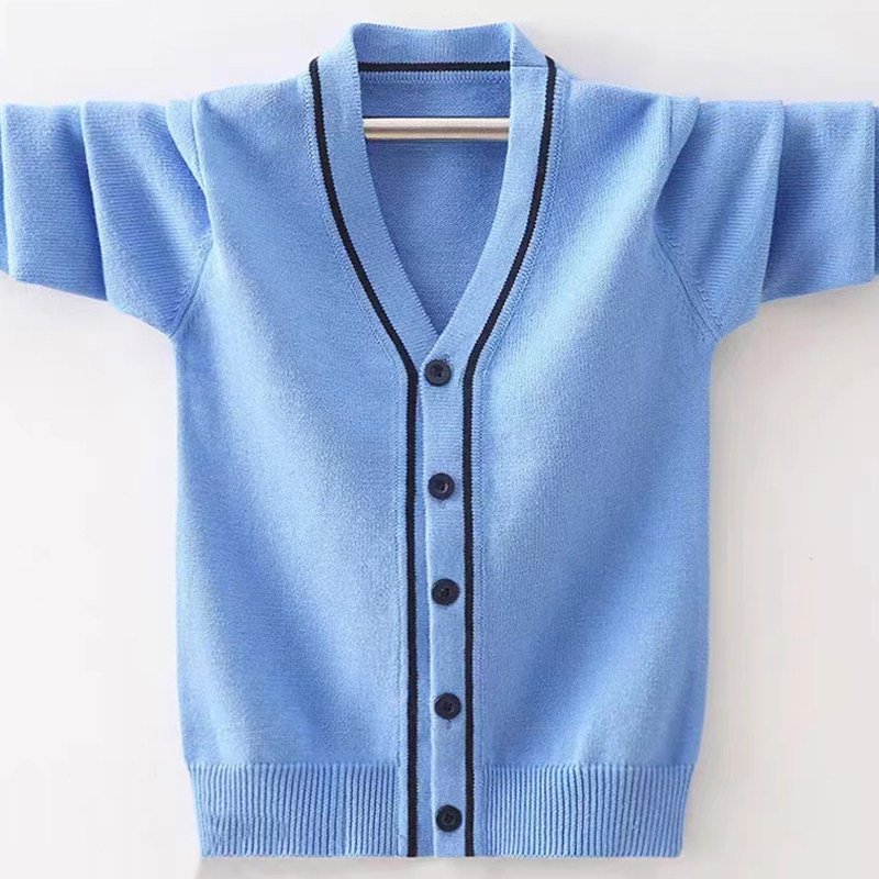 男童针织衫开衫2023春秋新款中大童纯棉毛衣外套儿童线衣外搭上衣