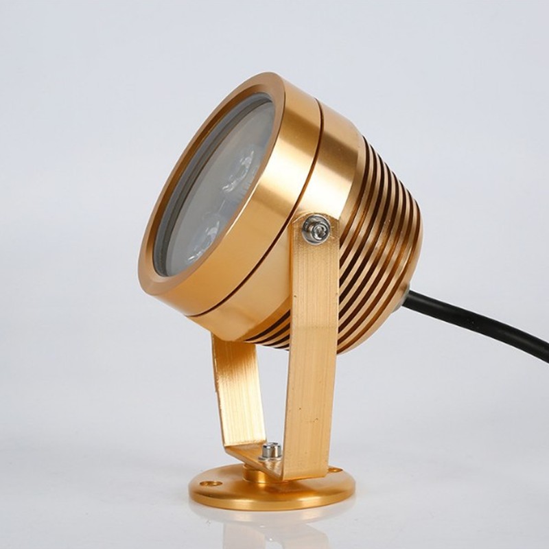 led金色水底灯水池鱼池景观水下射灯防水12v七彩渐变户外照墙灯