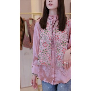 早春新款2024今年流行新中式中国风超好看显瘦衬衫马甲两件套装女