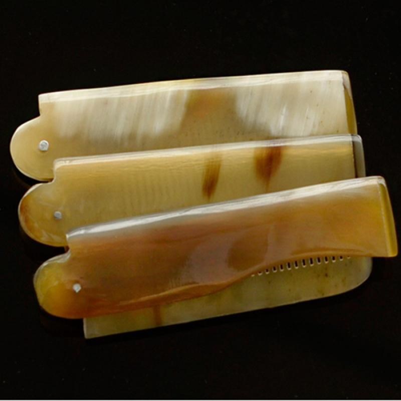 折叠牛角梳天然绵羊角梳护发便携按摩随身梳牦牛黄牛角梳子