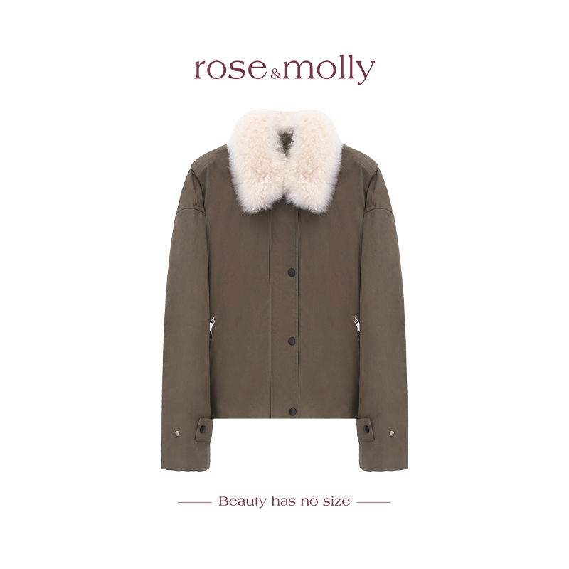 显瘦定制【漫游都市】羊毛领夹休闲克短款夹毛外套上衣R25AW555