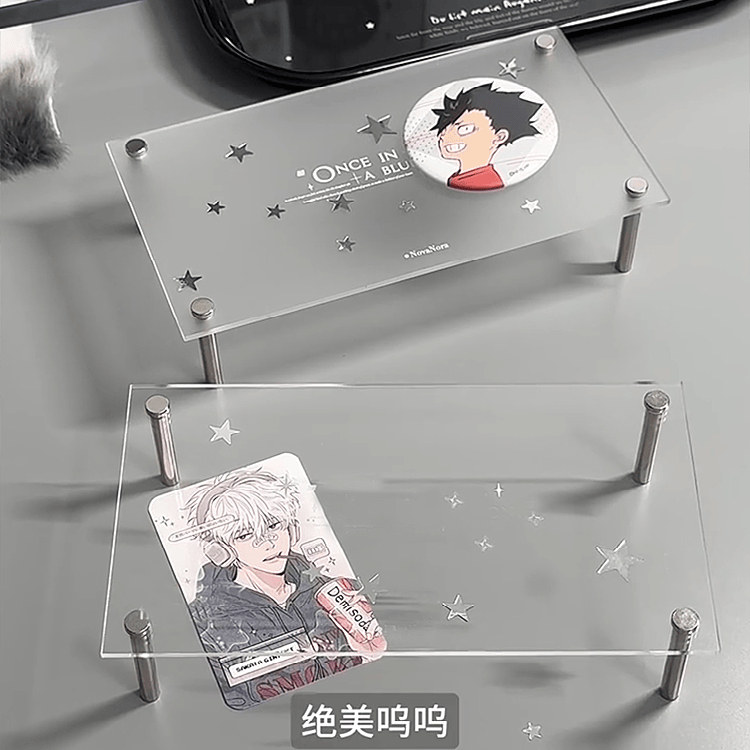 吧唧亚克力托盘展示架小型谷美收纳小卡摆件谷子展示架桌面置物架图片