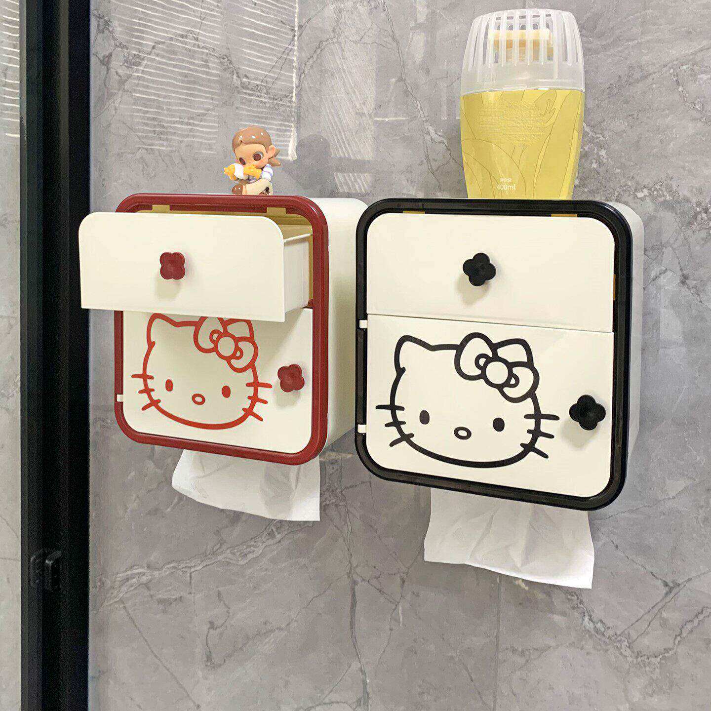 免打孔防水壁挂可爱纸巾盒