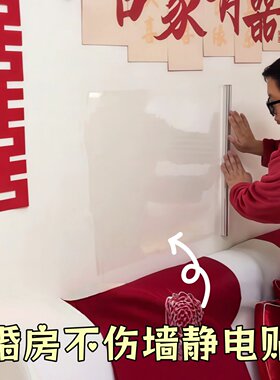 静电贴墙面保护膜结婚布置乳胶漆墙壁透明无胶贴纸婚房装饰不伤墙