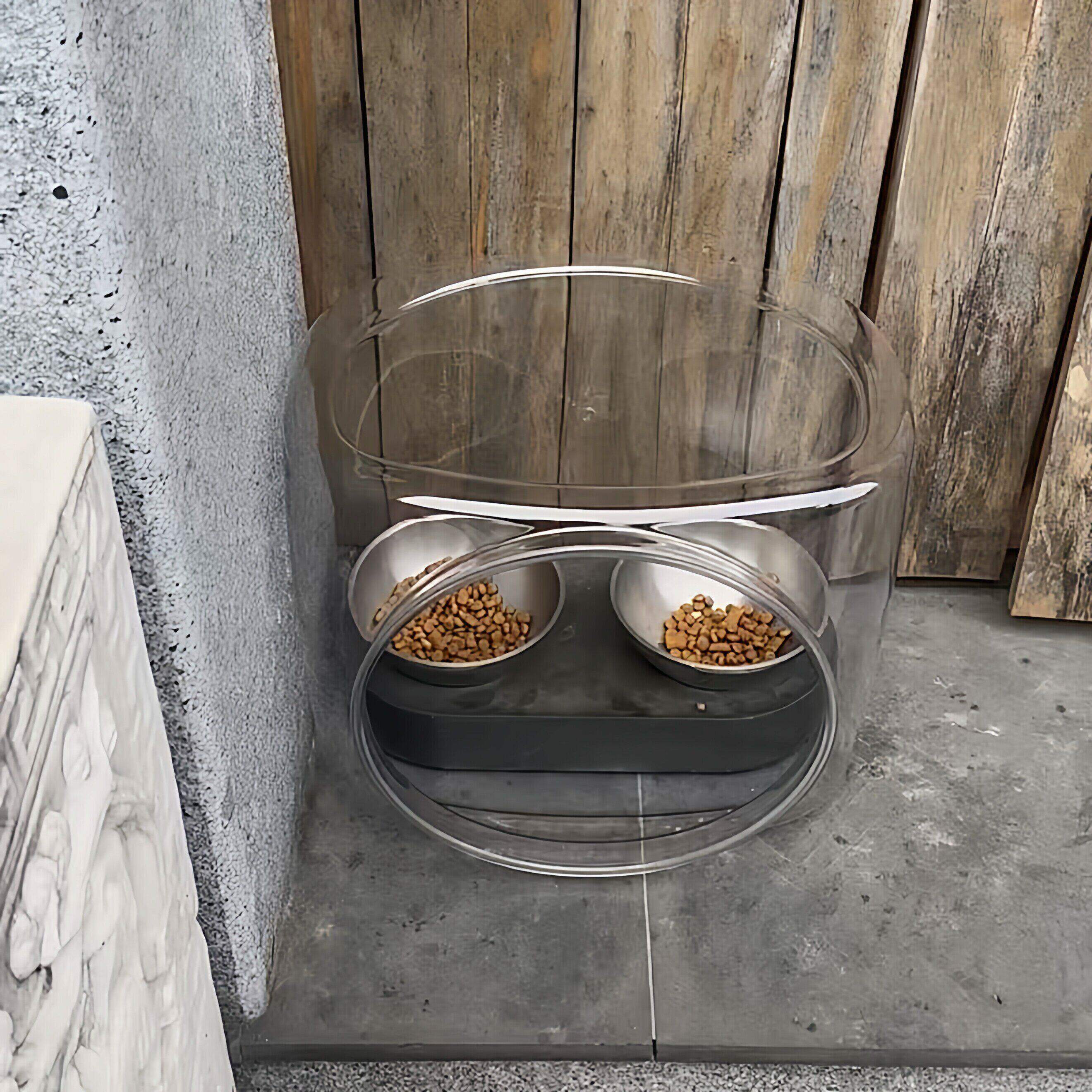 防雨猫碗罩户外庭院防虫防蚂蚁大空间猫粮罩家用简约透明塑料猫窝