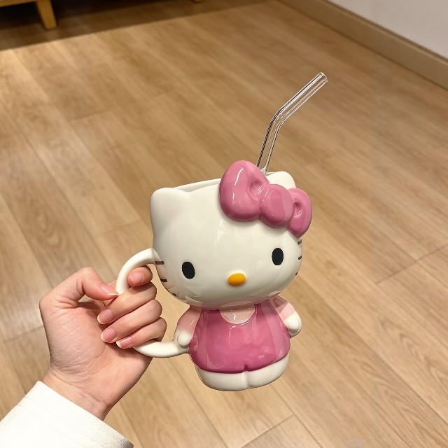 粉色KT猫陶瓷大容量随手杯