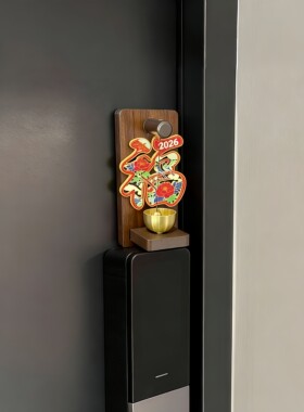 木质磁吸门铃新年装饰智能门锁装饰2026马年春节过年家居氛围装饰