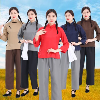 民国演出服装村姑贫民王二小服农民陕北舞台话剧游击队影视道具服