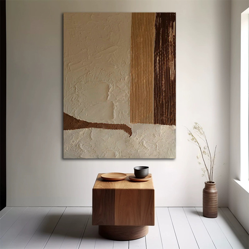 NF.ART手绘油画《夕雅》客厅装饰画玄关高级感设计师抽象肌理壁画