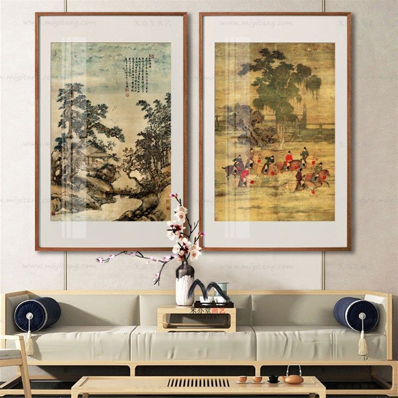 米亦堂x王翚 夏五吟梅图新中式山水国画仿古字画书房客厅玄关挂画