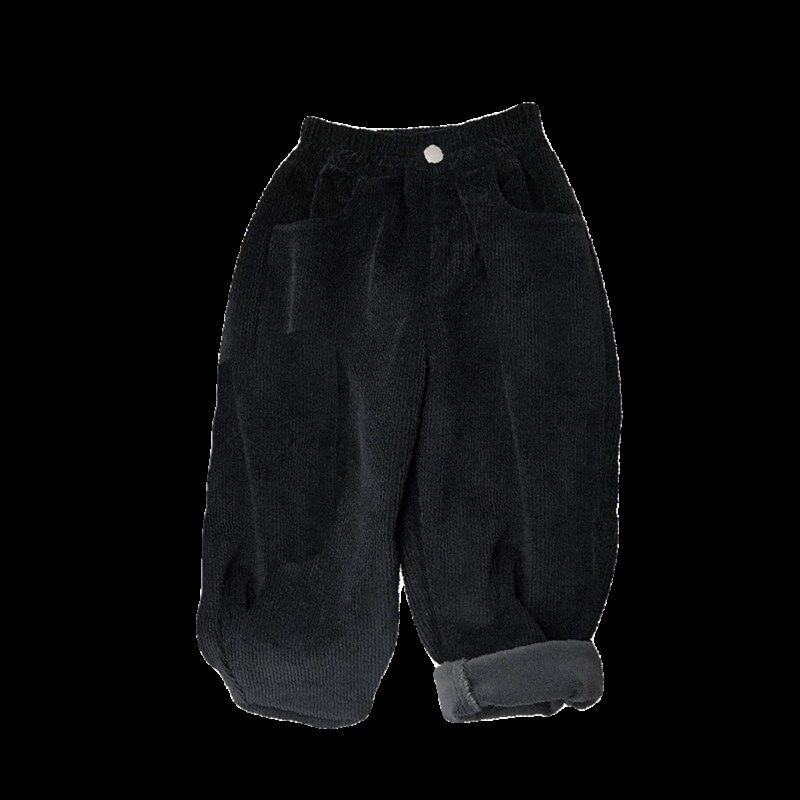 软绵~男童加绒灯芯绒裤子儿童宽松直筒裤宝宝加厚长裤女童休闲裤