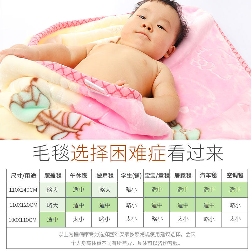 婴幼儿童小毛毯双层加厚秋冬宝宝云毯幼儿园午睡膝盖毯珊瑚绒毯子